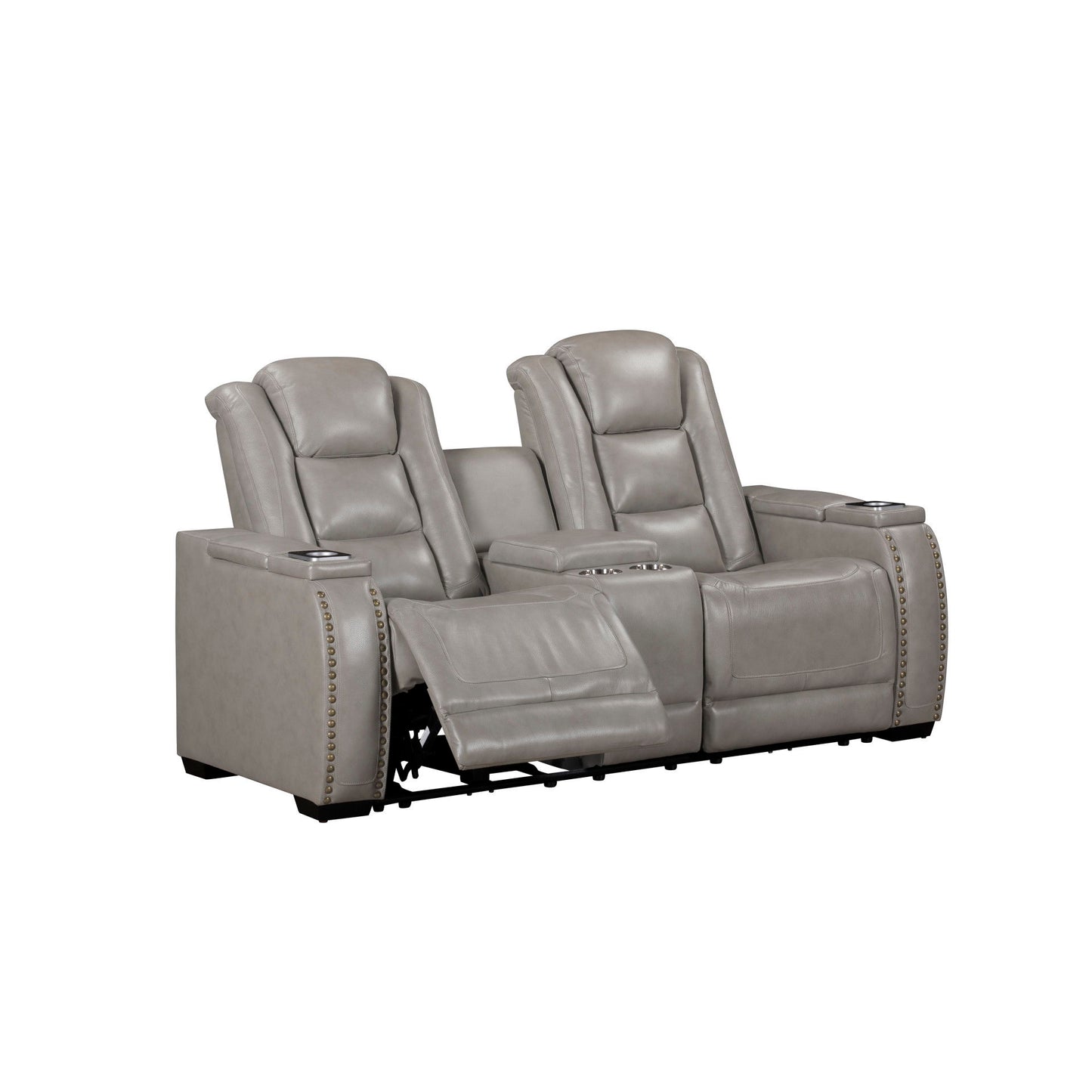 Breckenridge II - Console Loveseat With Power Headrest & Footrest - Light - Gray