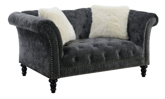 Hutton Ii - Tufted Loveseat - Charcoal Gray