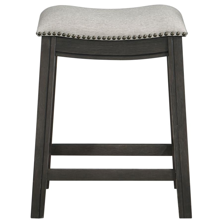 Elliston Backless Counter Height Saddle Bar Stool Dark Grey and Beige (Set of 2)