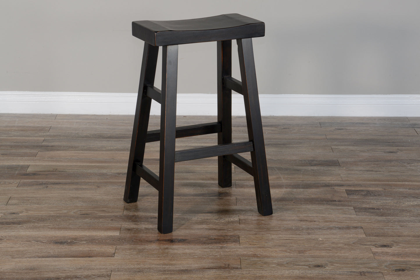 Scottsdale - 30" Saddle Seat Stool With Wood Seat - Black