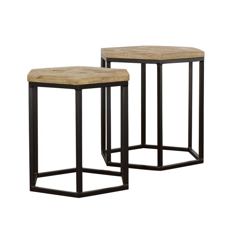 Adger - 2 Piece Hexagonal Nesting Tables - Natural And Black