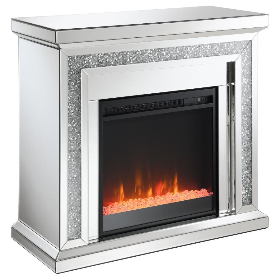 Lorelai - Mirrored Freestanding Electric Fireplace - Silver