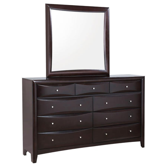 Phoenix - 9-Drawer Dresser With Mirror - Cappuccino