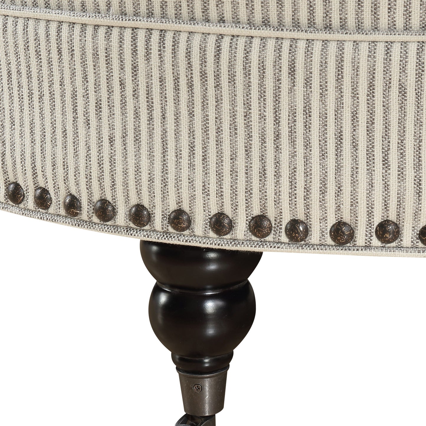 Willow Creek - Round Ottoman - Pebble Gray Stripe