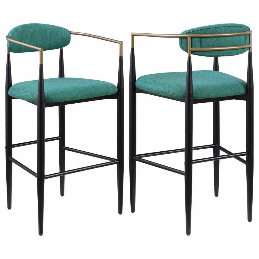 Tina - Metal Pub Height Bar Stool With Upholstered Back And Seat (Set of 2)