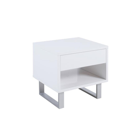 Atchison - 1-Drawer Rectangular End Table - White High Gloss