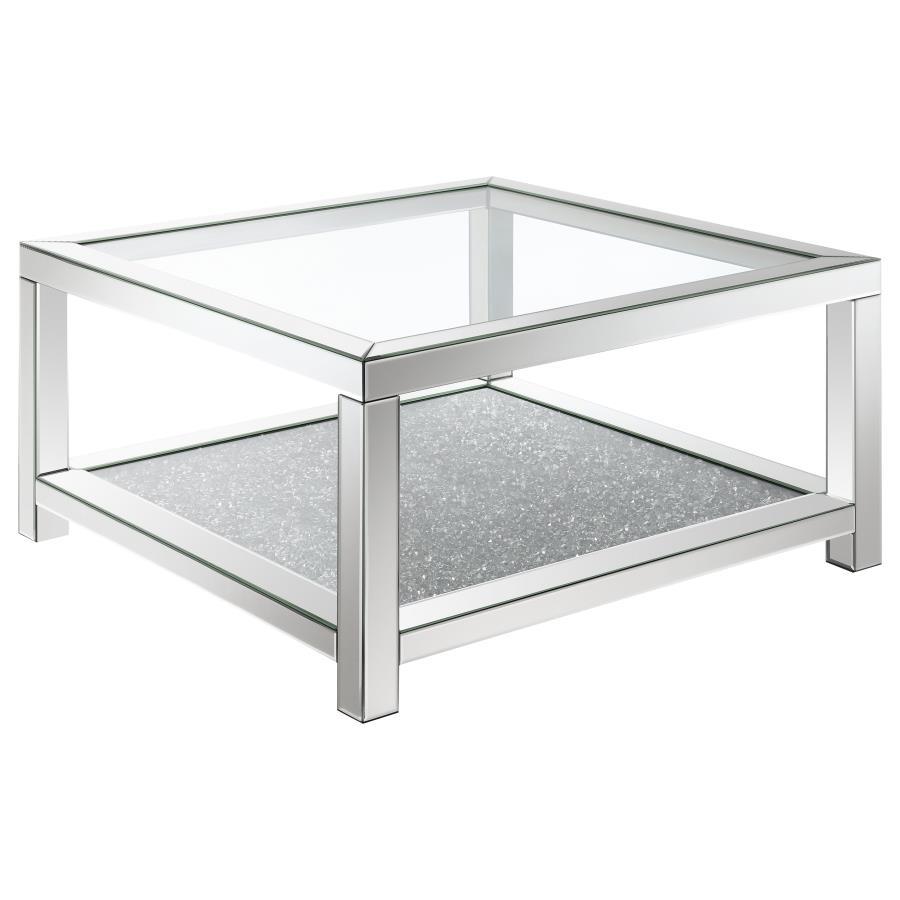 Valentina - 1-Shelf Square Glass Top Coffee Table - Silver