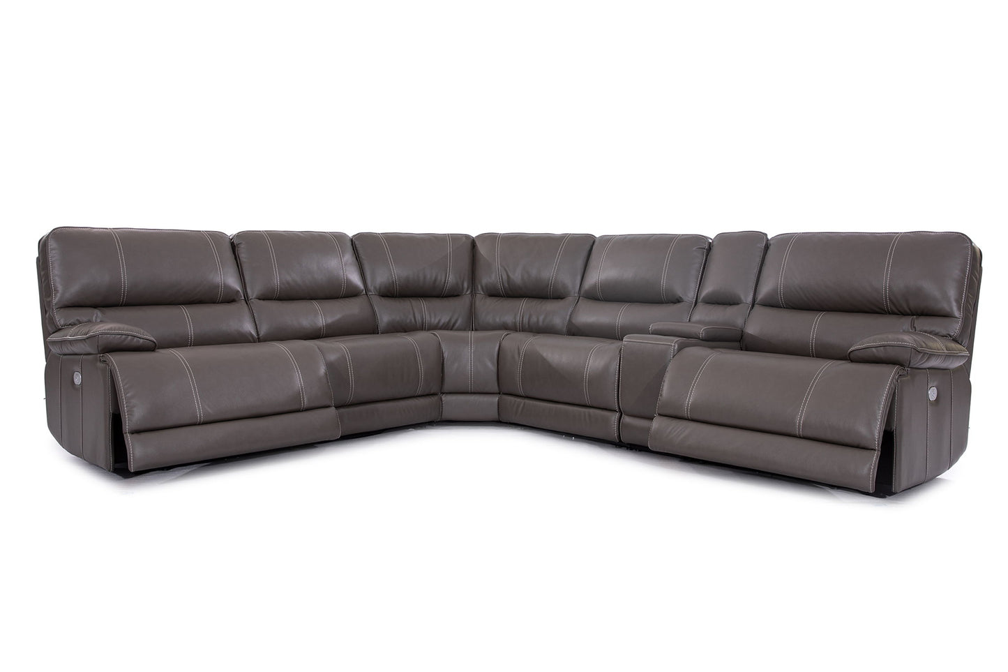 Shelby - 6 Piece Modular Power Reclining Sectional with Power Headrests and Entertainment Console - Cabrera Haze