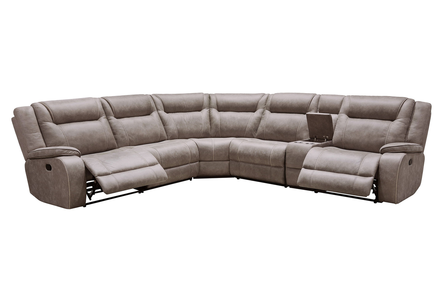 Blake - 6 Piece Modular Reclining Sectional And Entertainment Console - Desert Taupe