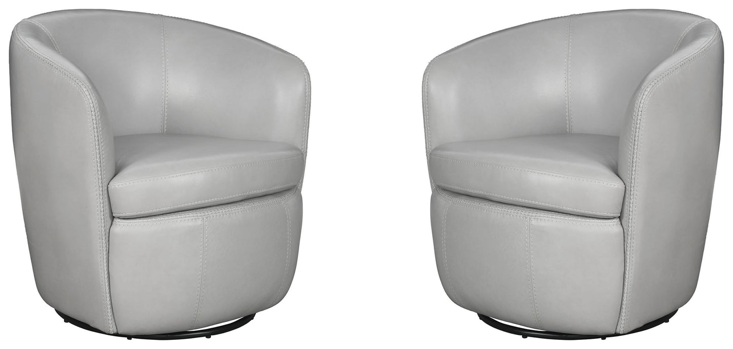 Barolo - 100% Italian Leather Swivel Club Chair (Set of 2)