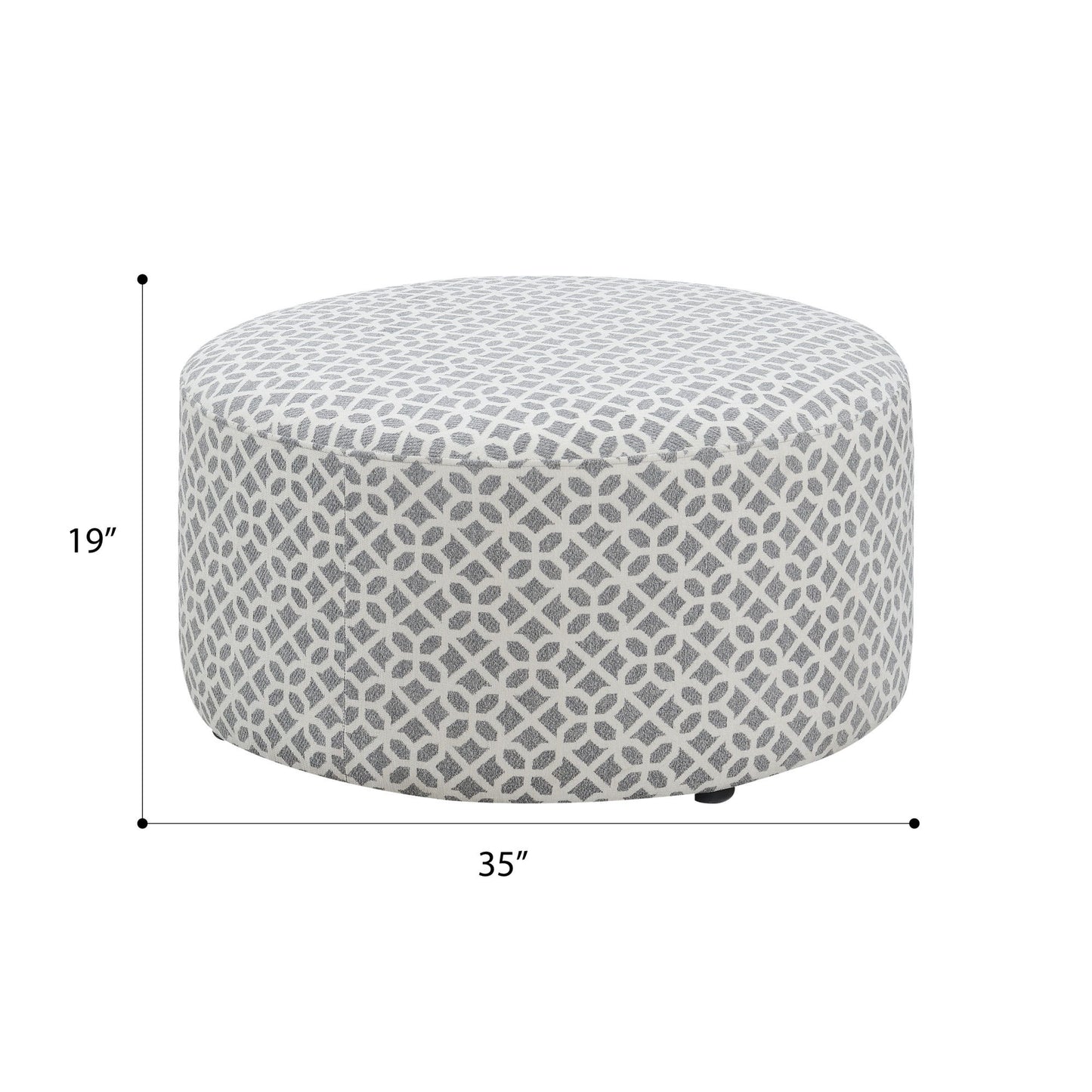 Walker - Round Ottoman - Gray Lattice