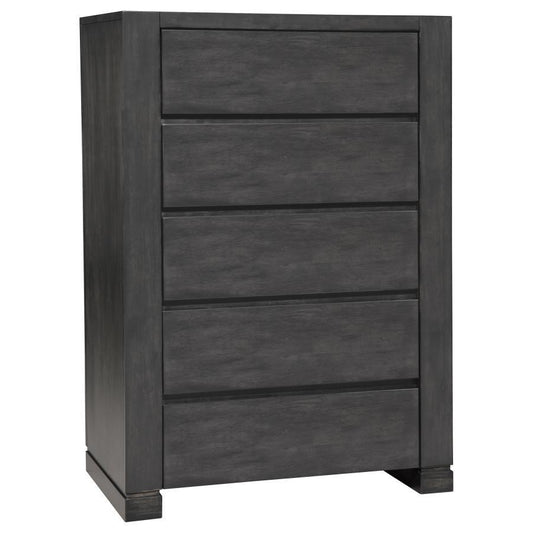 Lorenzo - 5-Drawer Bedroom Chest - Dark Gray