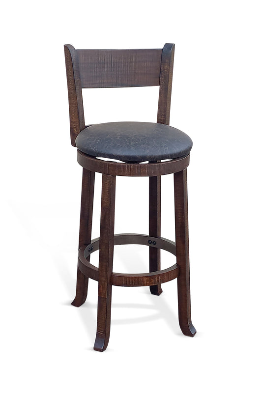 Homestead - 30"H Swivel Barstool, Cushion Seat & Back (Set of 2) - Dark Brown