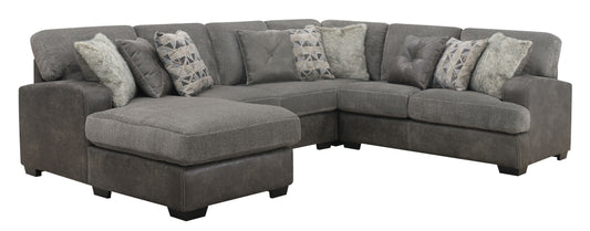 Berlin - 4 Piece Sectional - Gray Herringbone & Sanded Microfiber