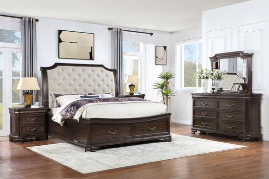 Lyndhurst - 6/6 Eastern King 5 Piece Bedroom Set (Bed, Dresser, Mirror, 2 Nightstands) - Walnut