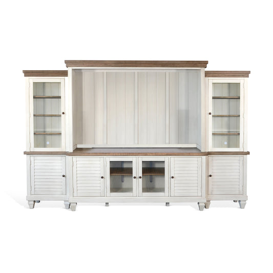 Pasadena - Media Hutch - Marble White and Buckskin