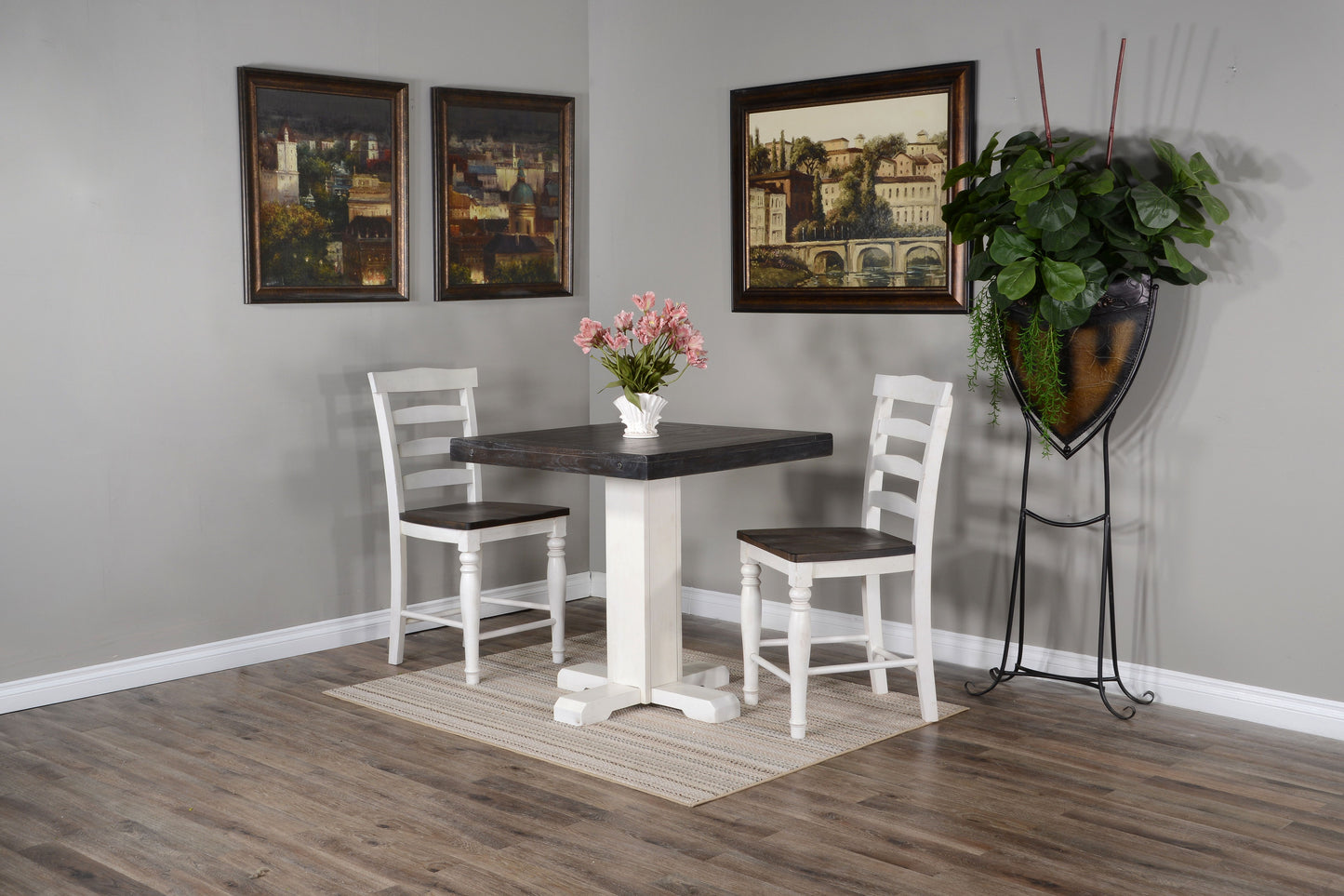 Carriage House - Pub Table - White / Dark Brown