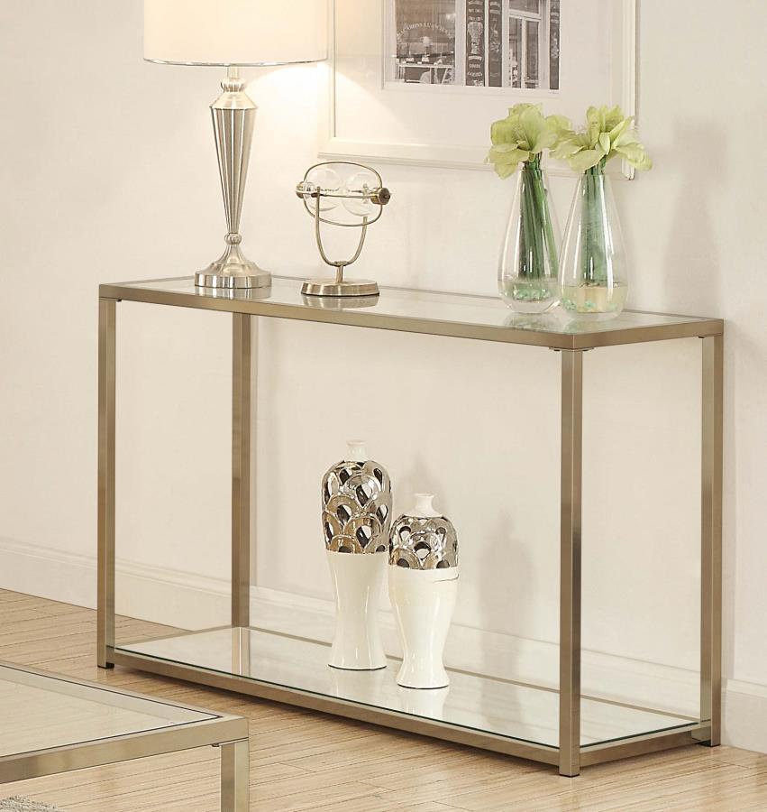 Cora - Glass Top Entryway Console Table - Chocolate Chrome