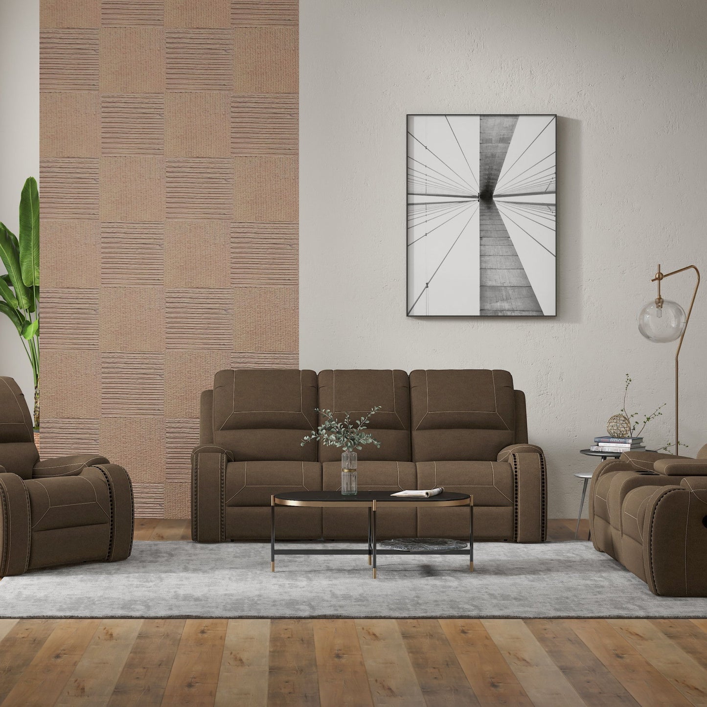 Adrian - Reclining Glider Console Loveseat - Walnut Brown