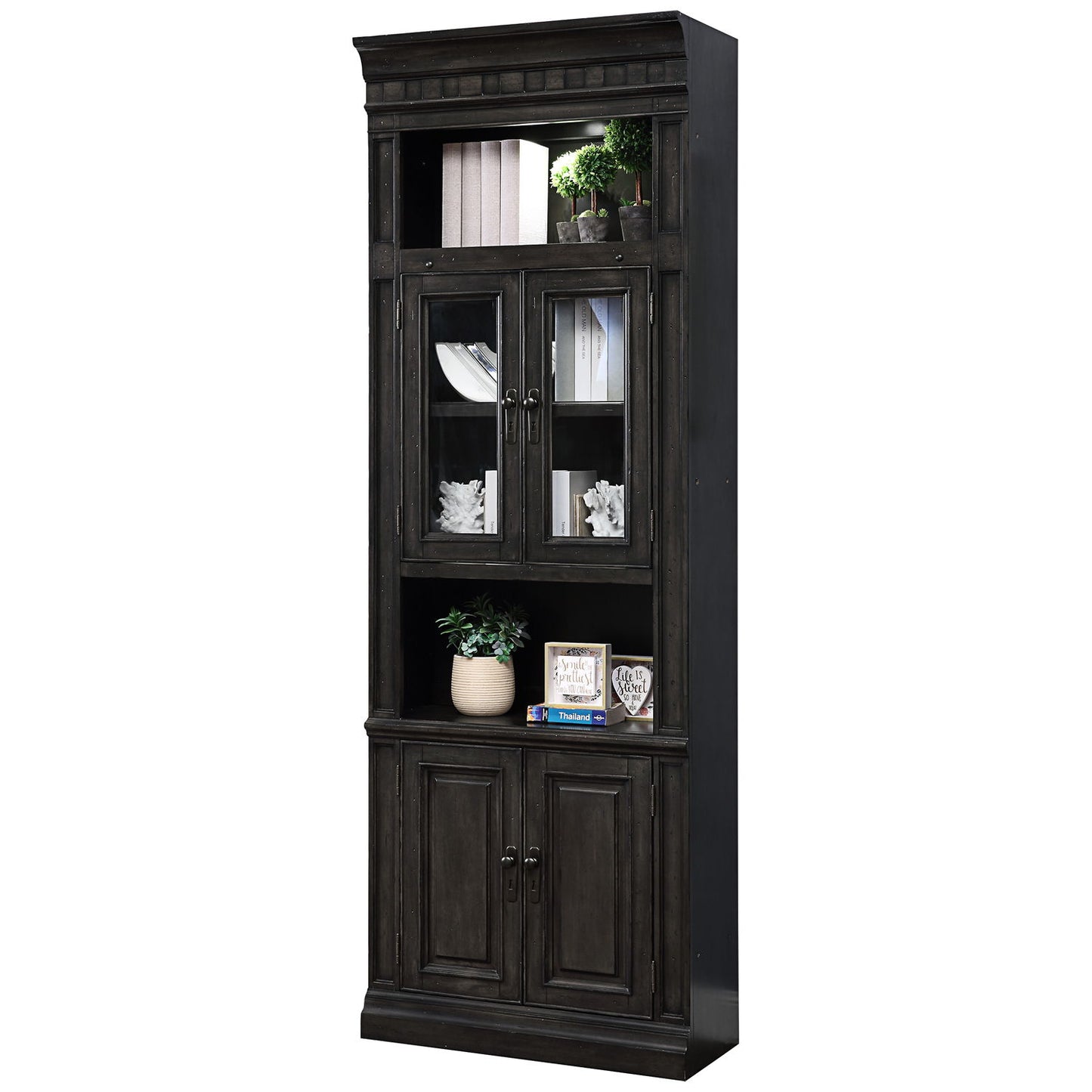 Washington Heights - Glass Door Cabinet - Washed Charcoal