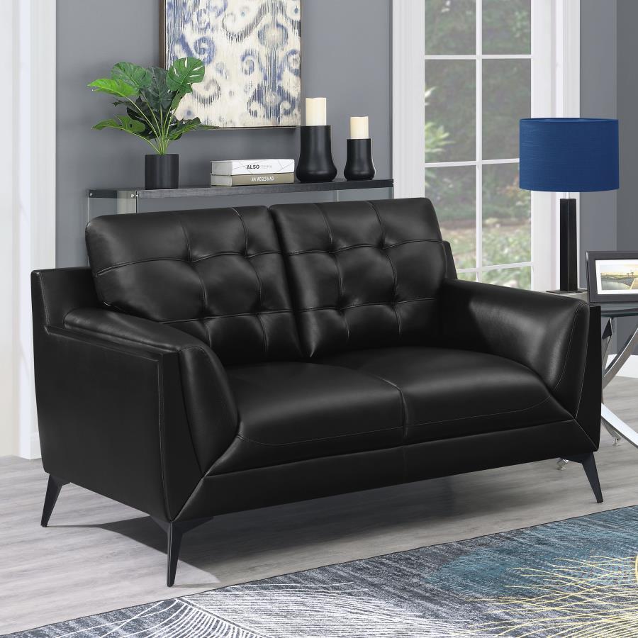 Moira - Upholstered Wedge Arm Tufted Loveseat - Black