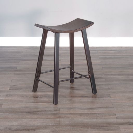 Homestead - 24" Stool With Wood Seat - Dark Brown