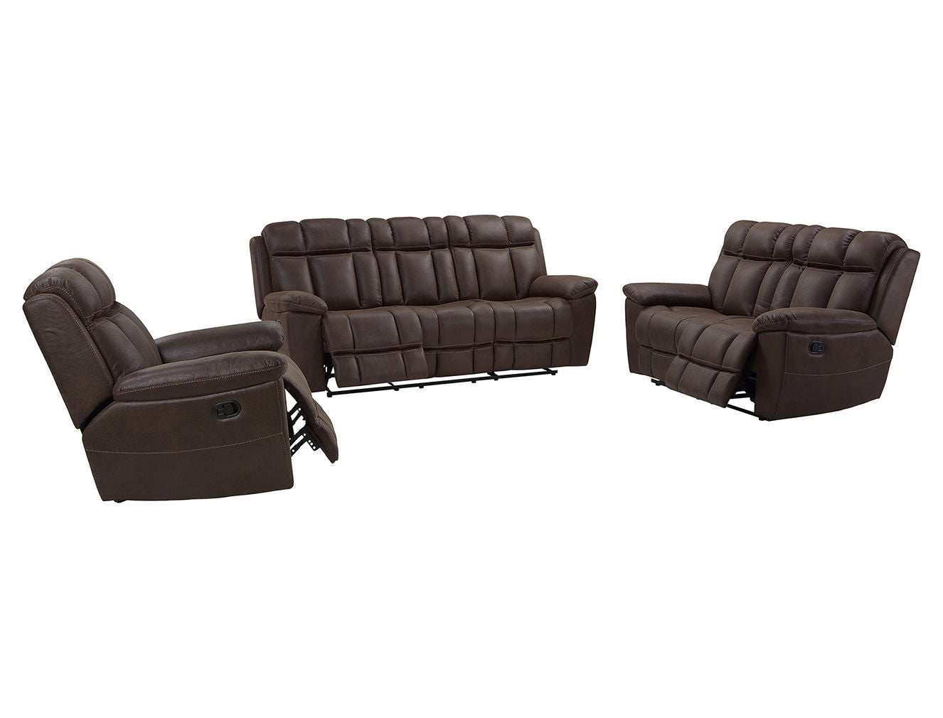 Goliath - Manual Reclining Sofa Loveseat And Recliner - Arizona Brown