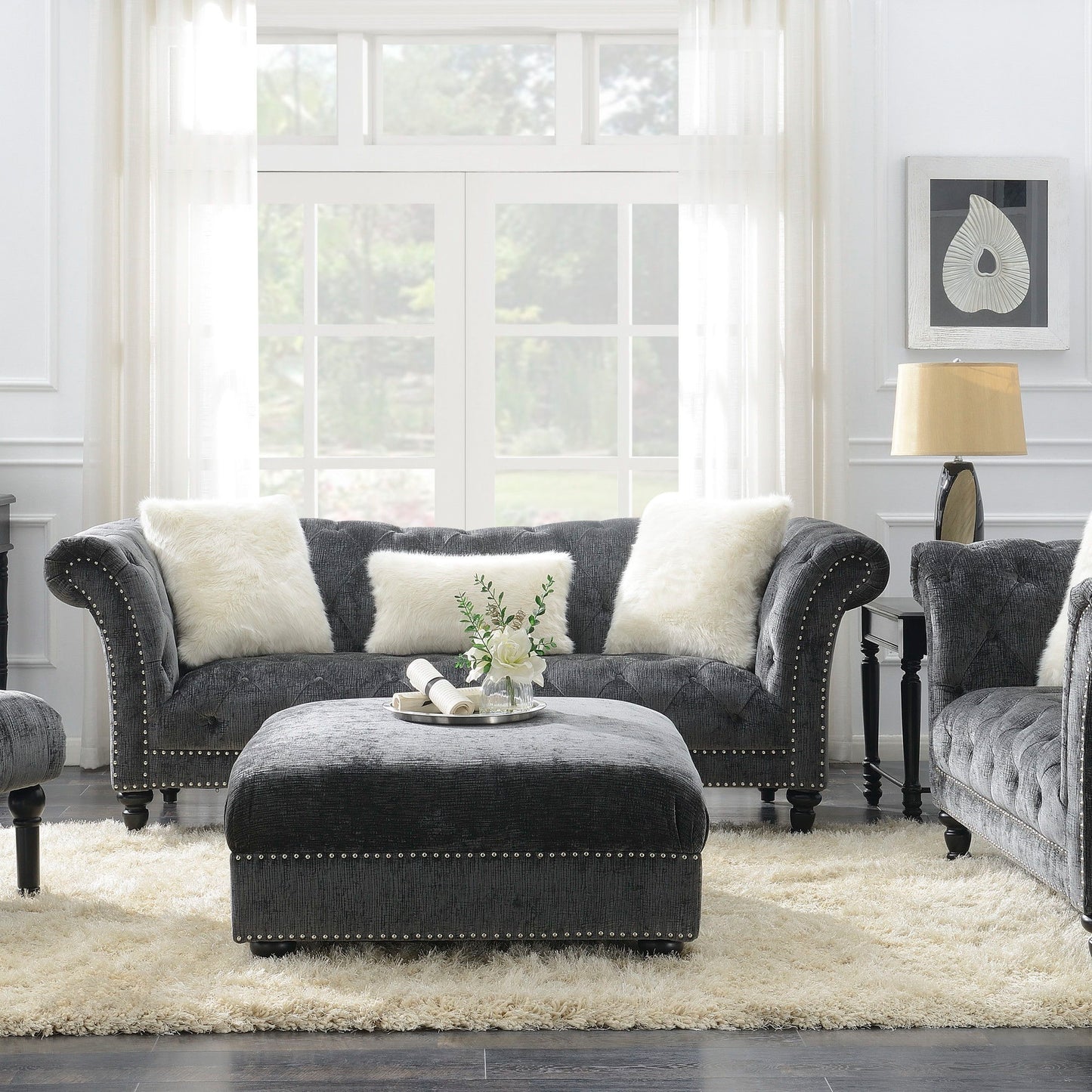 Hutton Ii - Tufted Loveseat - Charcoal Gray