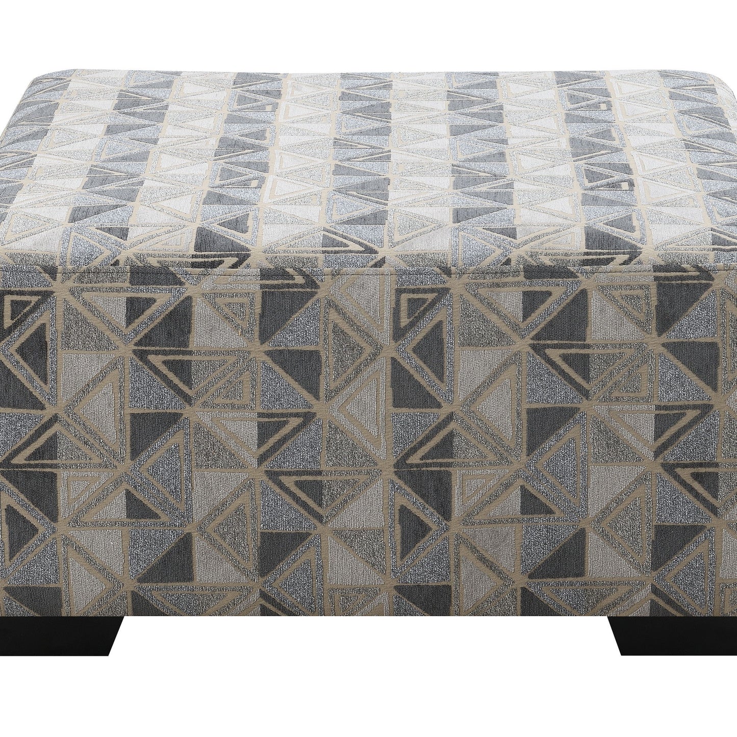 Berlin - Small Ottoman - Gray Herringbone & Sanded Microfiber