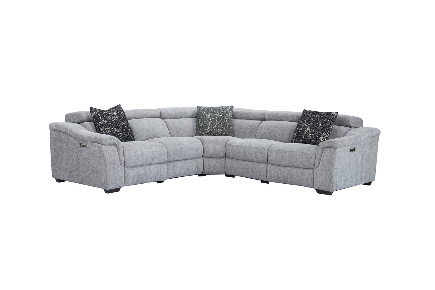 Newton - 6 Piece Modular Power Reclining Sectional with Power Headrests and Entertainment Console - Trailblazer Graphite