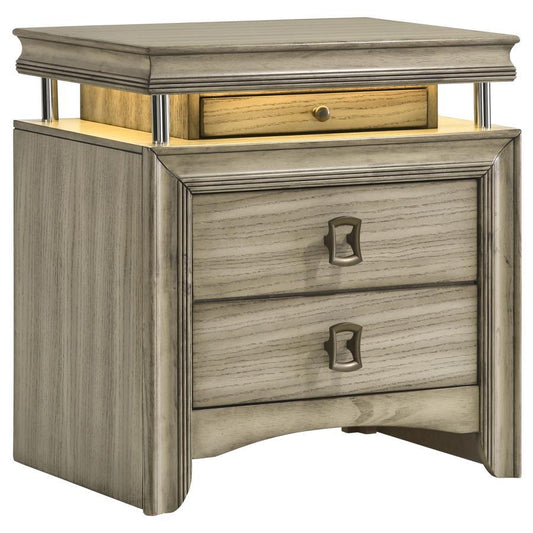 Giselle - 3-Drawer Nightstand - Rustic Beige