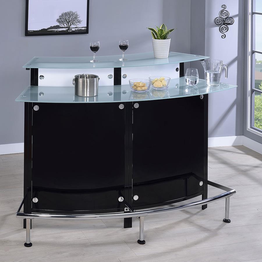 Keystone - Curved Glass Top Home Bar Wine Cabinet - Black