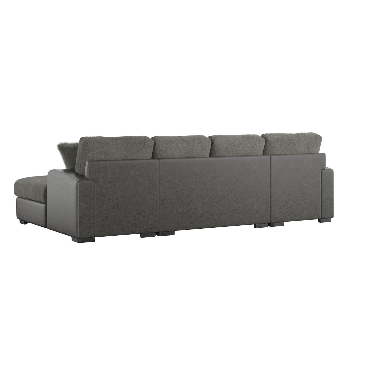 Berlin - Double Chaise Sectional - Gray Herringbone & Sanded Microfiber