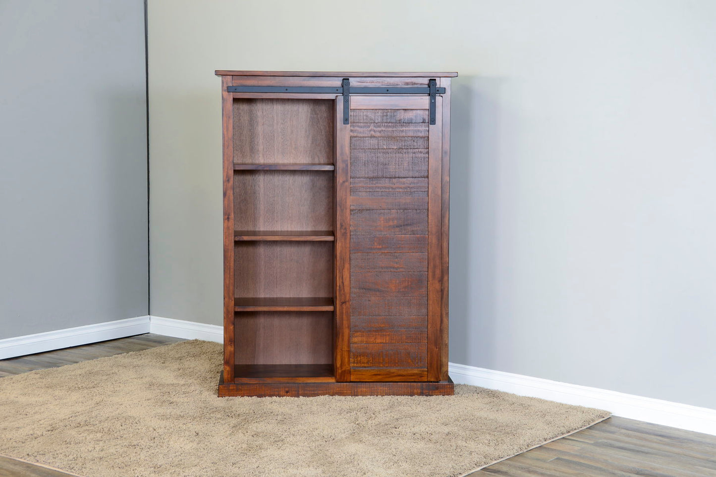 Santa Fe - Barn Door Bookcase - Dark Brown