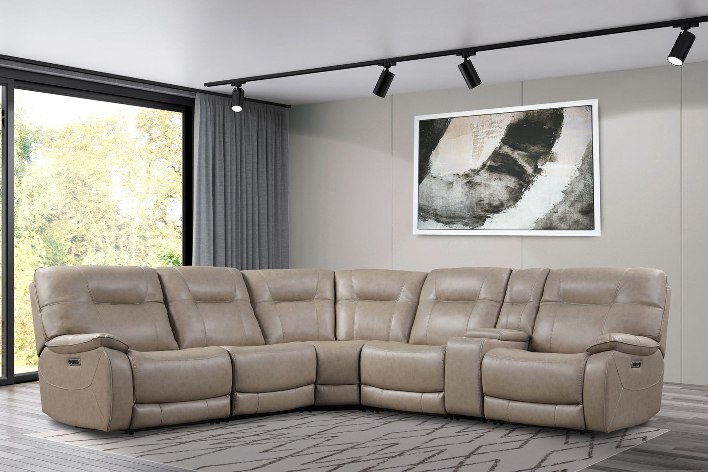 Axel - 6 Modular Piece Power Reclining Sectional with Power Headrests and Entertainment Console