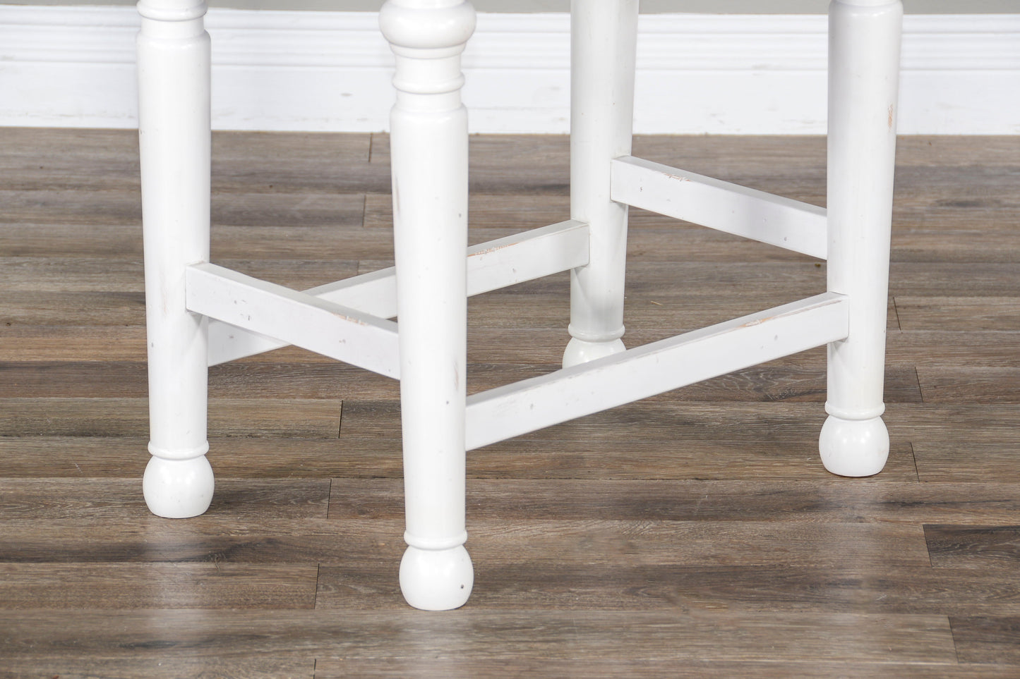 Carriage House - Stool Wih Wood Seat - White / Dark Brown