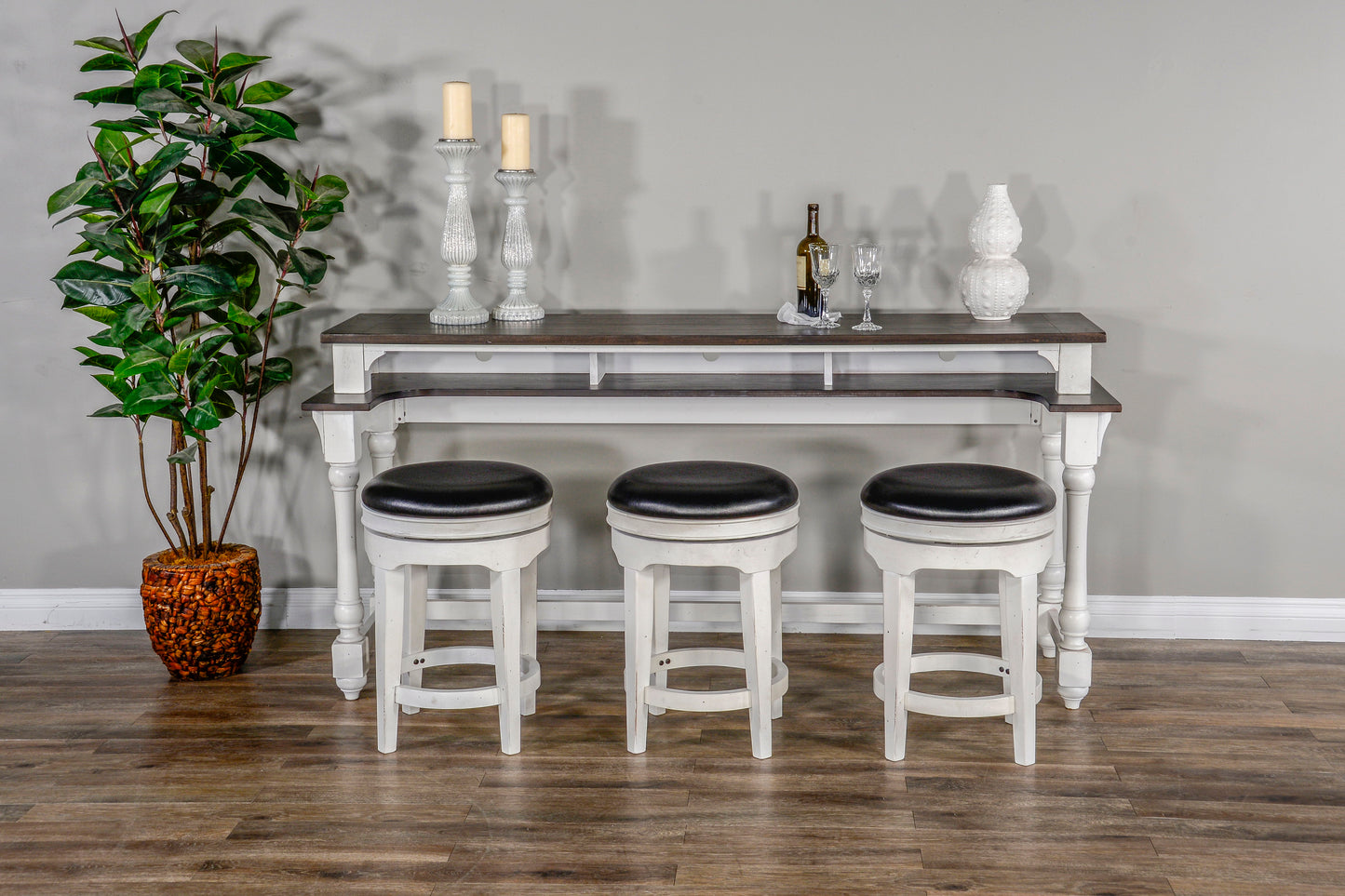 Carriage House - Console Table - White / Dark Brown