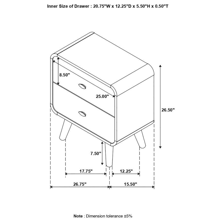 Robyn - 2-Drawer Nightstand - Dark Walnut