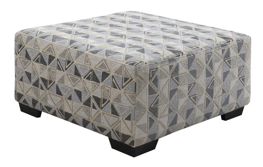 Berlin - Small Ottoman - Gray Herringbone & Sanded Microfiber