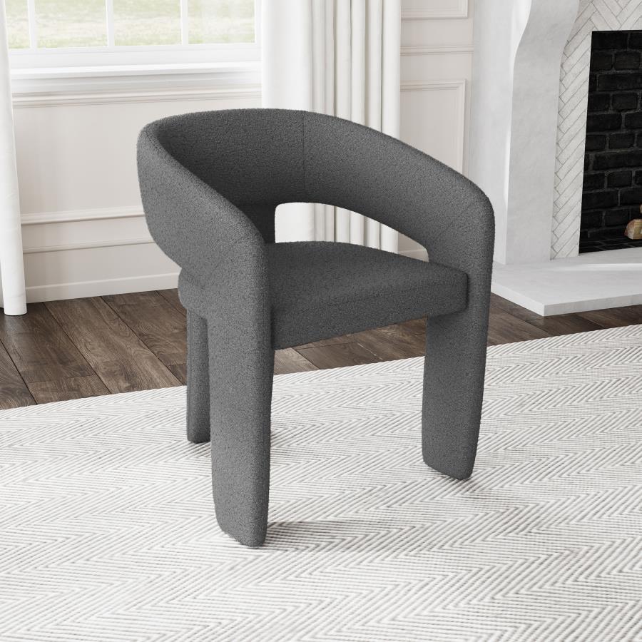 Eudora - Boucle Upholstered Dining Arm Chair - Gray