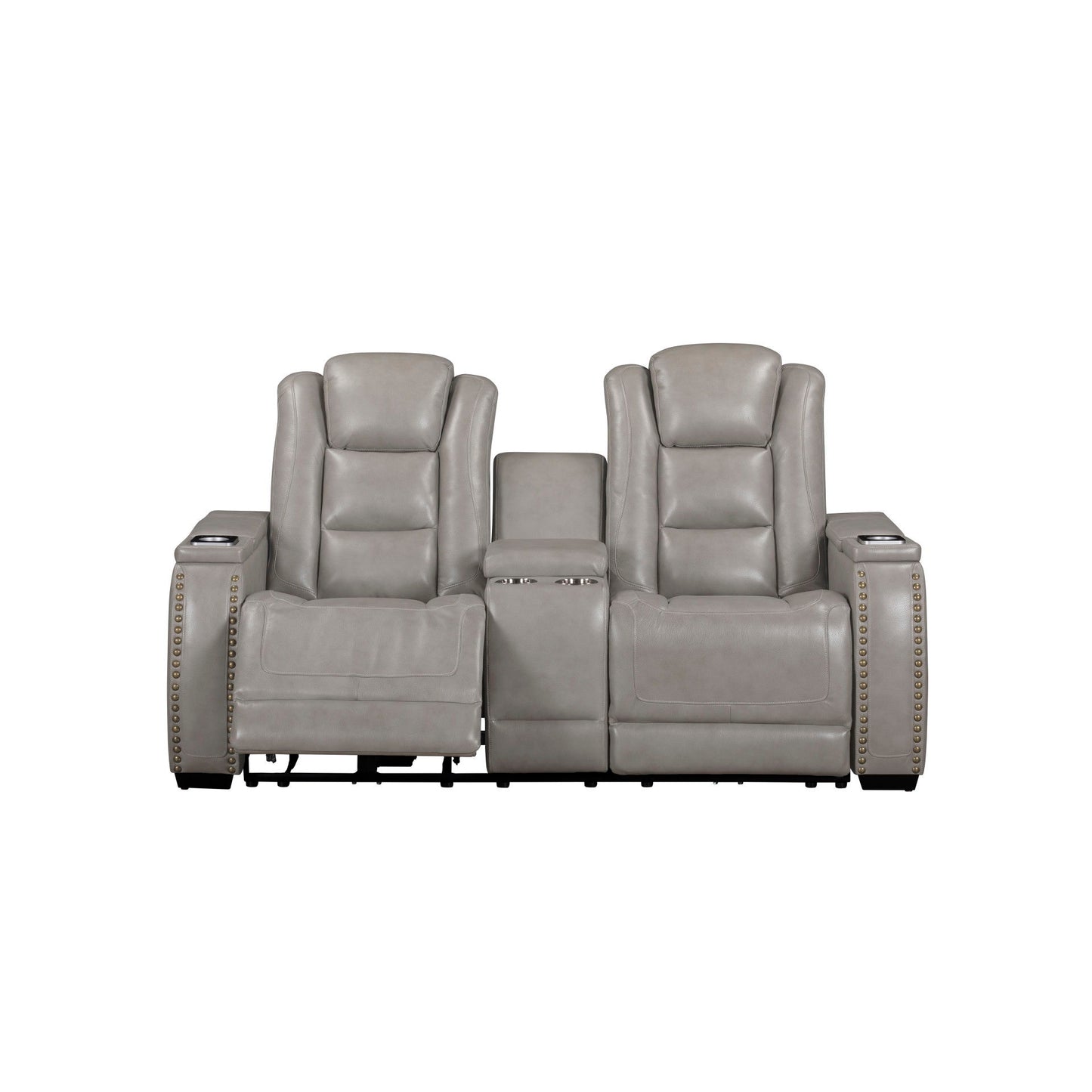 Breckenridge II - Console Loveseat With Power Headrest & Footrest - Light - Gray