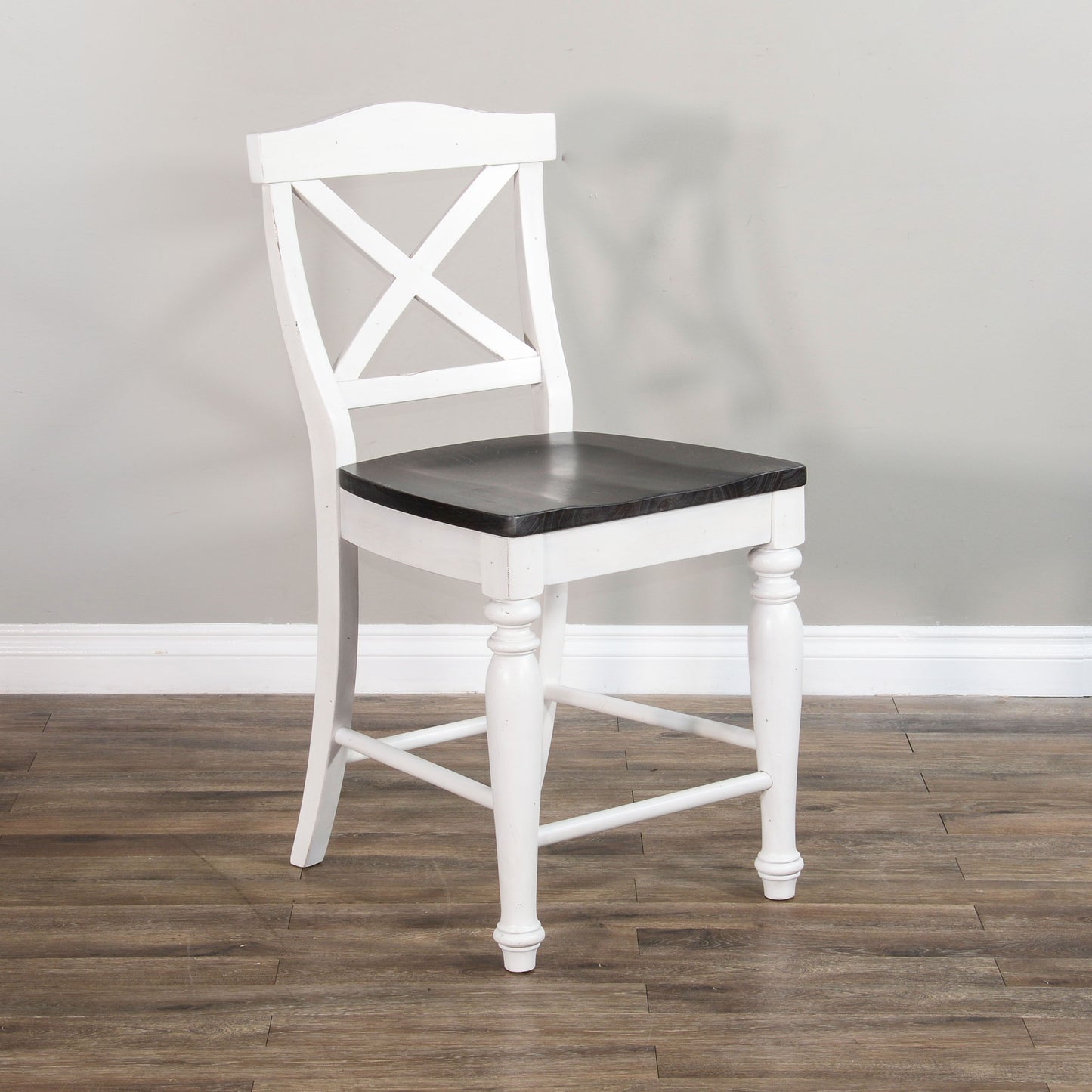 Carriage House - Crossback Barstool - White / Dark Brown