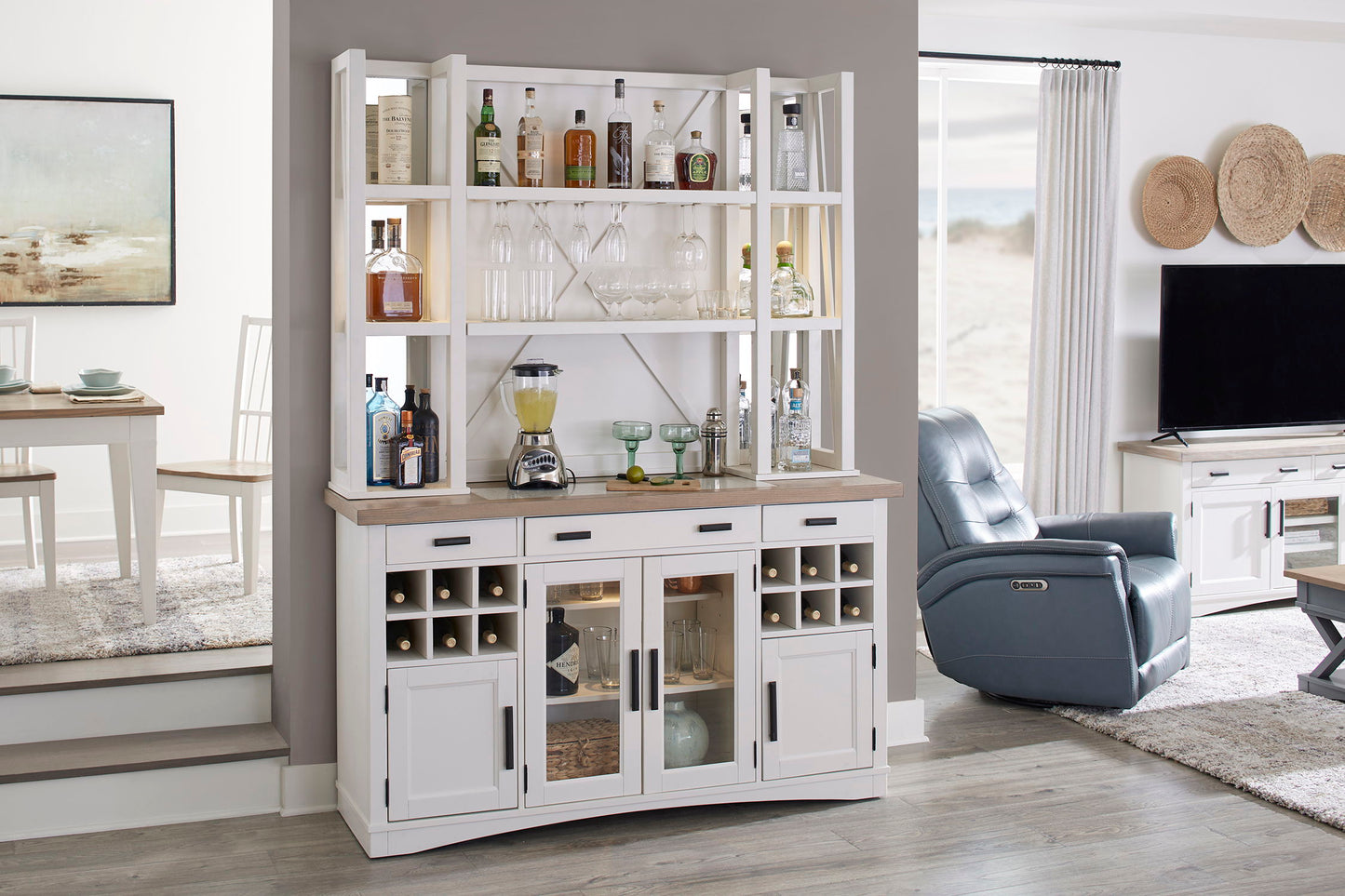 Americana Modern Dining - Buffet and Open Hutch - Cotton