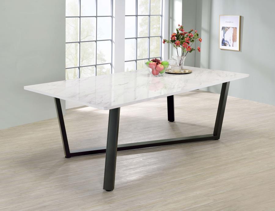 Mayer - Rectangular Faux Marble Dining Table - White