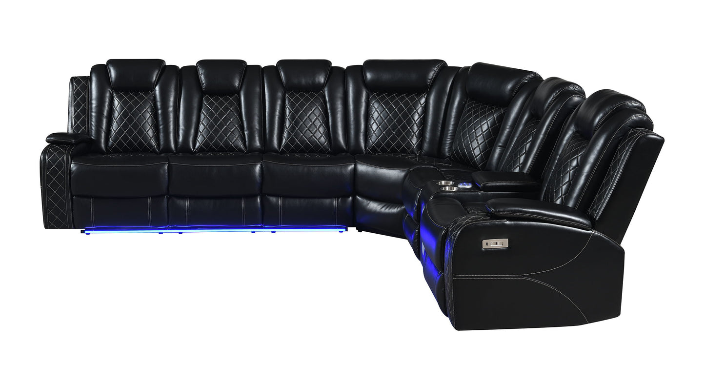 Orion - 3 Piece Power Sectional - Black