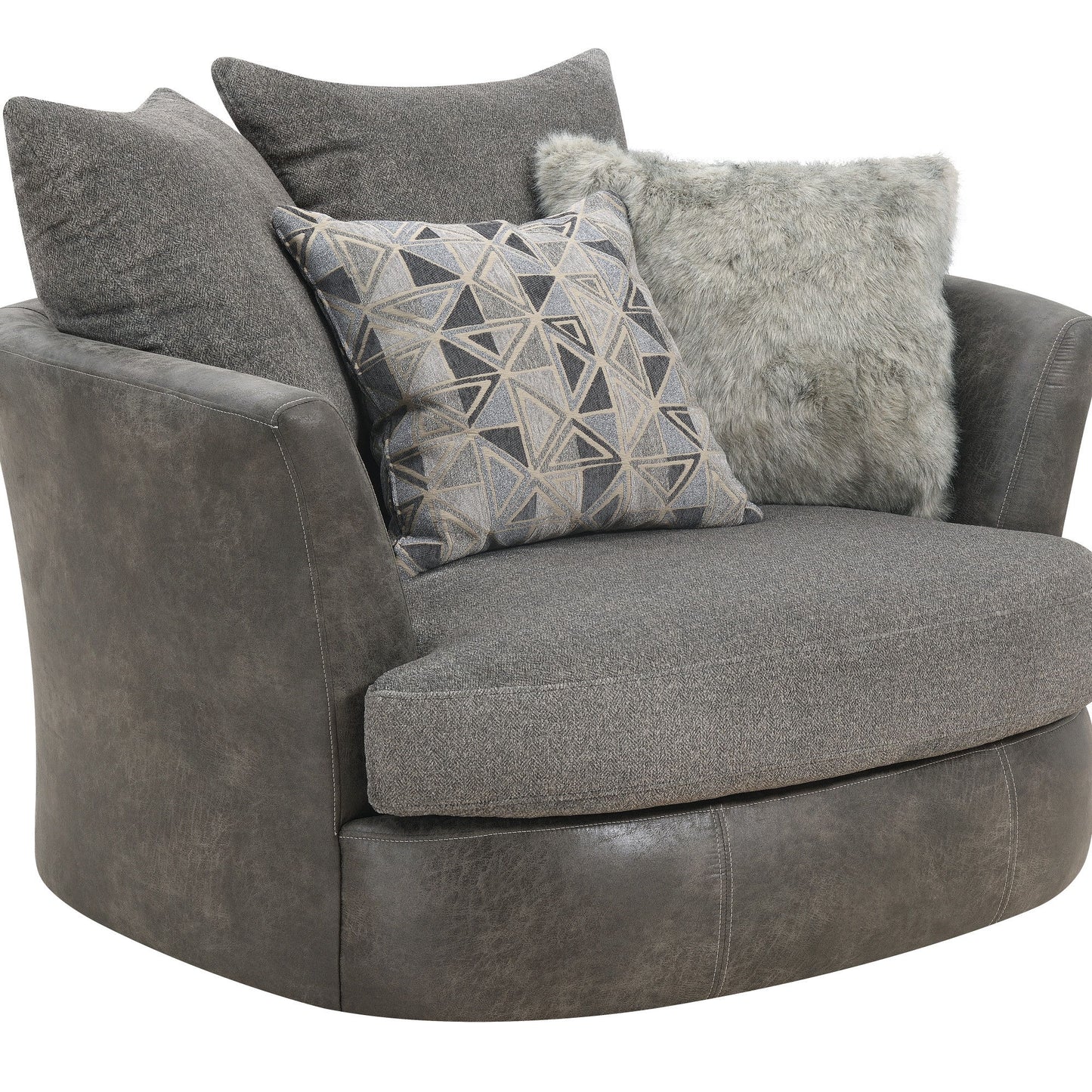 Berlin - Swivel Chair - Gray Herringbone & Sanded Microfiber