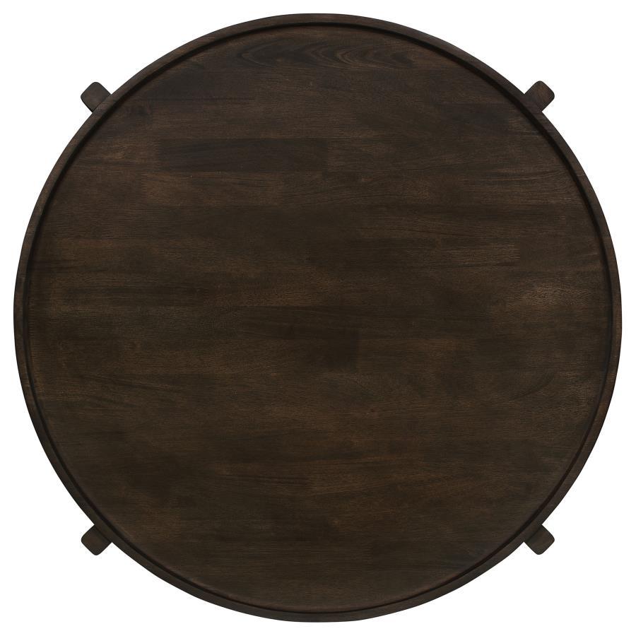 Cota - Round Solid Wood Coffee Table - Dark Brown