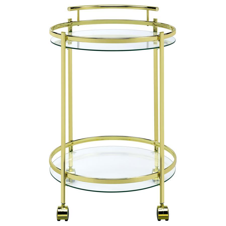 Chrissy - Round Glass Shelf Metal Bar Cart