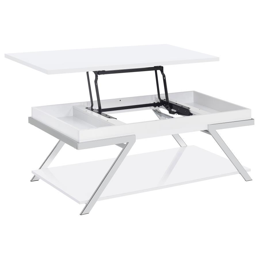 Marcia - Rectangular Lift Top Coffee Table - White High Gloss