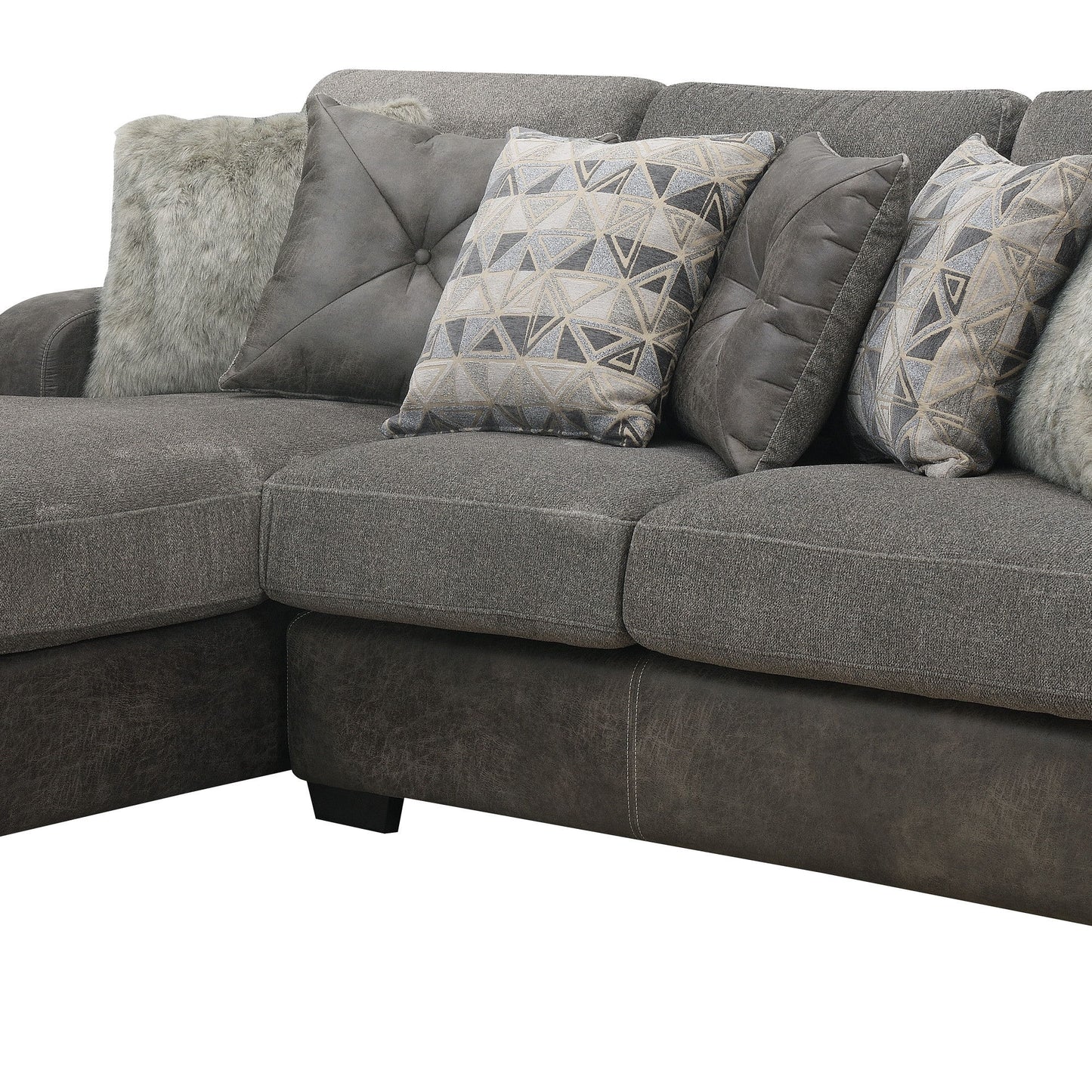 Berlin - 2 Piece Sectional - Gray Herringbone & Sanded Microfiber